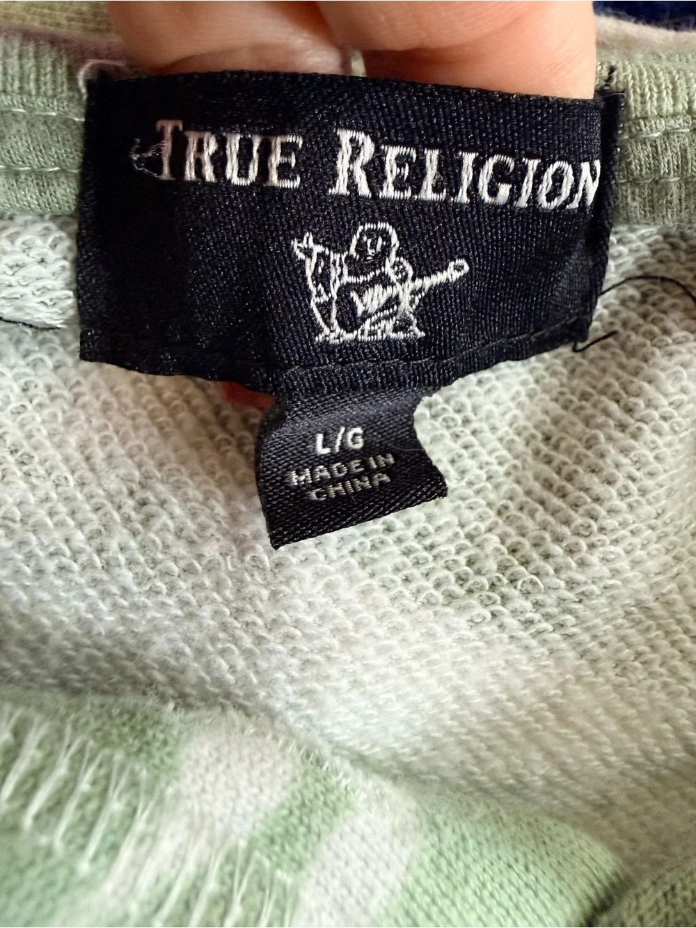 True Religion Green Tie-Dye Hoodie, Lighter Weight, sz L Men’s, Fits Women’s XL
